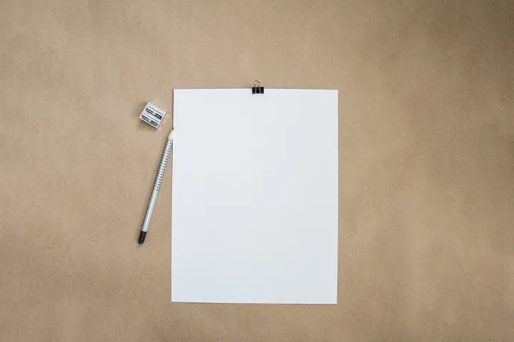 blank piece of paper on a table